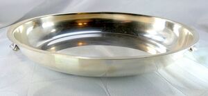 Vintage Oval Silver Plated Serving Tray Dish with Ornate Handles 9.5"